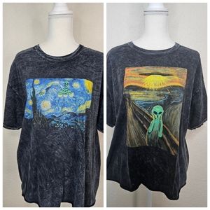 Bundle 2 items Fifth Sun "The Scream" Alien Graphic Tee t-short cropped oversize